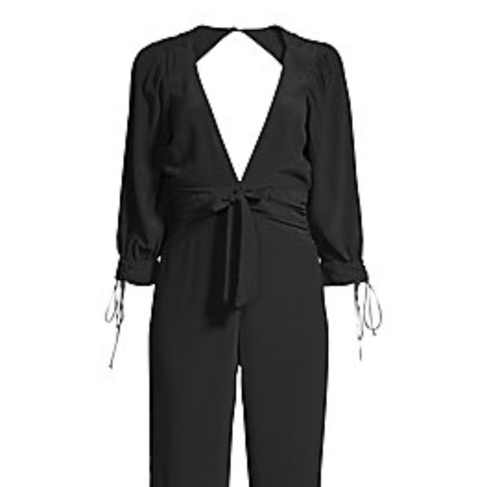 For Love And Lemons Georgi Plunge Jumpsuit Black Size XS NWT - Picture 12 of 14